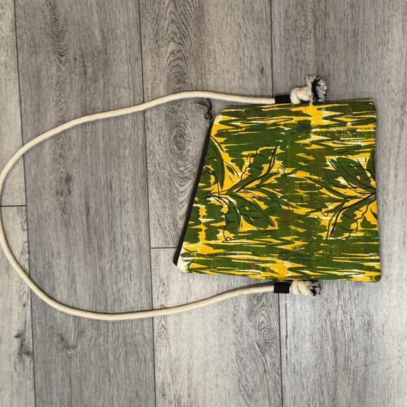 Handmade Jamaica Crossbody Bag Purse Foldover Color Block Clutch Rope Strap Vtg - Picture 6 of 8